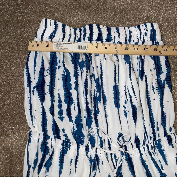 Solitaire Swim jumpsuit blue white tie dyed romper strapless elastic ankle SZ M - Picture 5 of 10